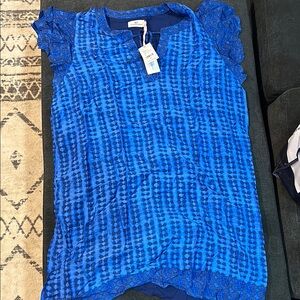 Blue Lace Sleeve Women's Top